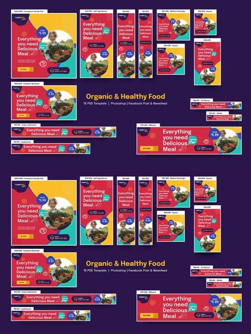 有机健康食品横幅广告设计素材指南